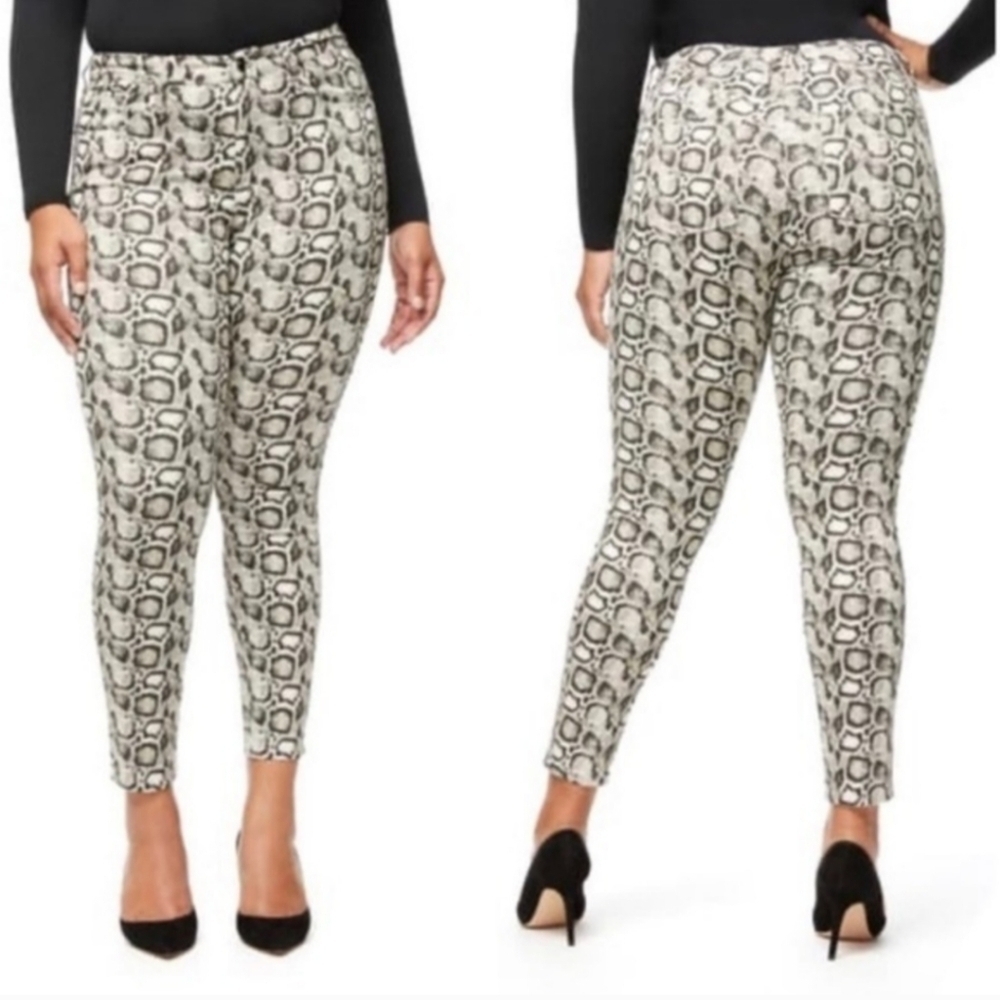 Good American Good Legs Snake Print High Waist Skinny Jeans Size 14